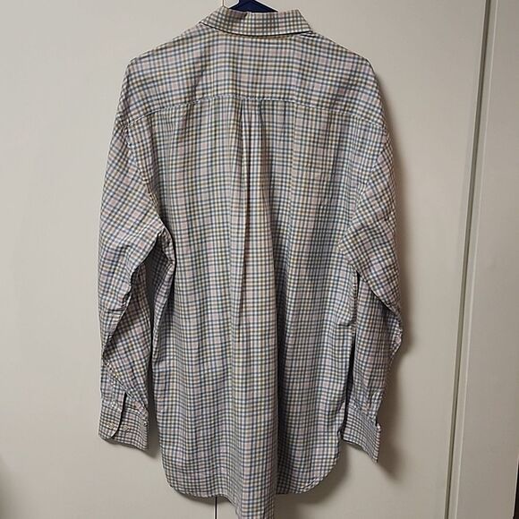 Peter millar mens button down large Checkered shirt pink blue church office baby - Picture 6 of 10